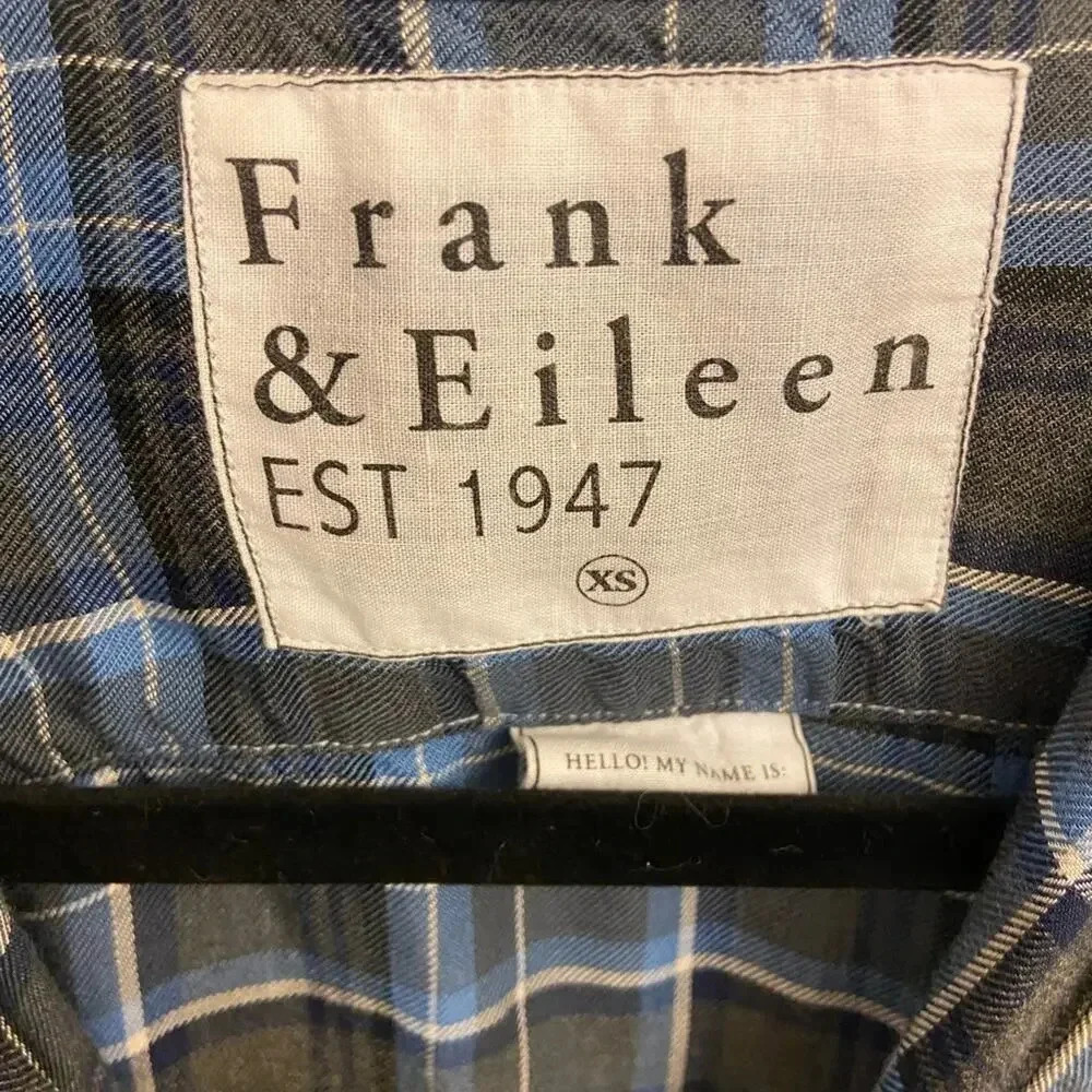 Frank & Eileen Long Sleeve Blouse Blue & Gray Plaid Size Extra Small - Picture 3 of 4